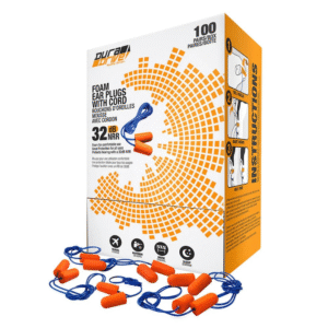 Ear Plugs DuraDrive Orange Disposable Corded Foam Earplug with 32 dB NRR (100-Pair) - #DAB204-J