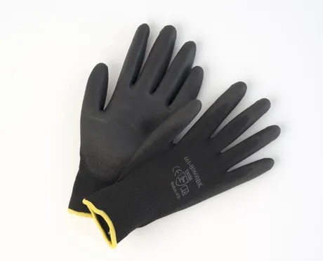 Gloves Black Palm Coated Polyurethane on Black Polyester Liner Medium - DAB125-G