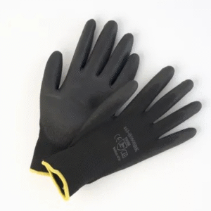 Gloves Black Palm Coated Polyurethane on Black Polyester Liner Small - DAB124-G