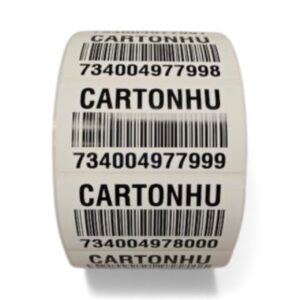 Label - Custom Printed:4" x 2" Carton HU Barcode Labels Sequential 3" core Perforated 3000/roll (12,000/case) #DAB055-LHU