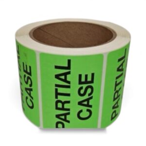"PARTIAL CASE" Label 3" x 2" Fluorescent Green - Printed (500/roll) - DAB091-L
