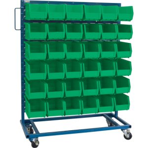 Single-Sided Mobile Bin Rack, Single-sided, 36 Bins, 36" W x 16" D x 46-1/2" H - CB681