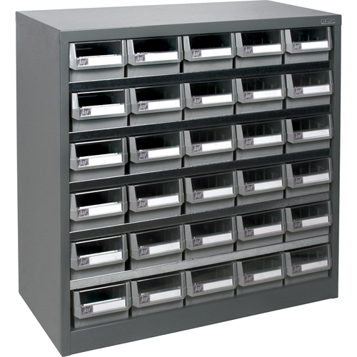 KPC-HD Heavy-Duty Parts Cabinet, Galvanized Steel, 30 Drawers, 34-3/5" x 15-7/10" x 34-3/5", Grey - CF323