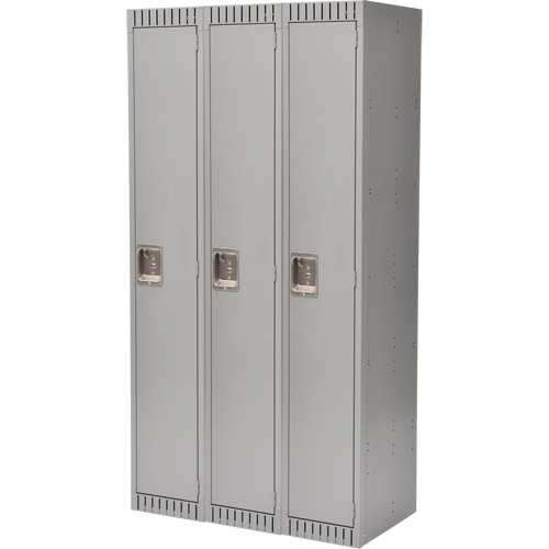Lockers, Bank of 3, 36" x 18" x 72", Steel, Grey, Knocked Down - FL364