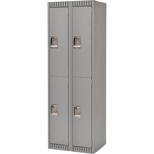 Lockers, Bank of 2, 24" x 18" x 72", Steel, Grey, Knocked Down - FL367