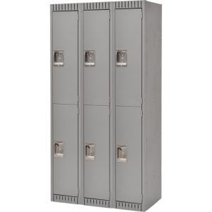 Lockers, Bank of 3, 36" x 18" x 72", Steel, Grey, Knocked Down - FL368