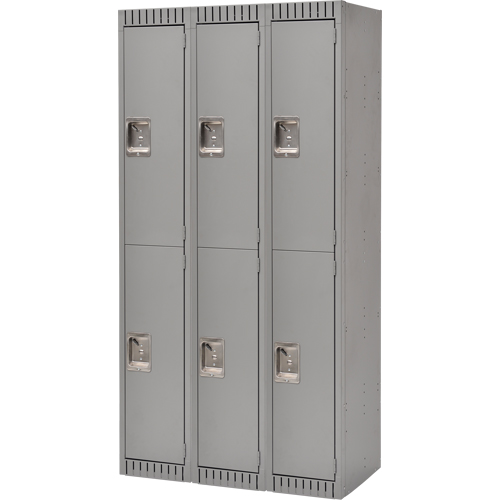 Lockers, Bank of 3, 36" x 18" x 72", Steel, Grey, Knocked Down - FL368