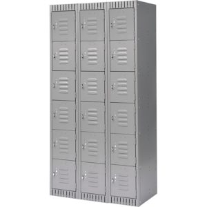 Lockers, Bank of 3, 36" x 18" x 72", Steel, Grey, Knocked Down - FL372