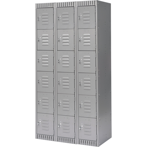 Lockers, Bank of 3, 36" x 18" x 72", Steel, Grey, Knocked Down - FL372