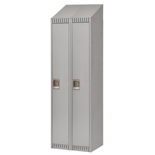 Lockers, Bank of 2, 24" x 18" x 82", Steel, Grey, Knocked Down - FL381