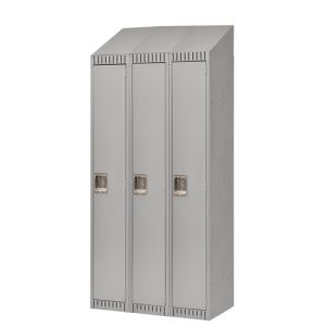 Assembled Lockers, Bank of 3, 36" x 18" x 72", Steel, Grey, Rivet (Assembled) - FN477