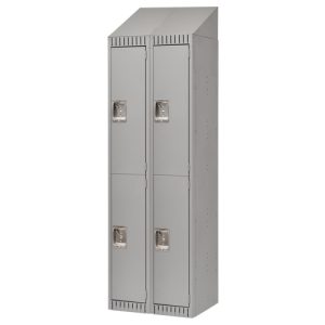 Assembled Lockers, Bank of 2, 24" x 18" x 72", Steel, Grey, Rivet (Assembled) - FN479