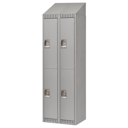 Assembled Lockers, Bank of 2, 24" x 18" x 72", Steel, Grey, Rivet (Assembled) - FN479