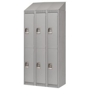 Assembled Lockers, Bank of 3, 36" x 18" x 72", Steel, Grey, Rivet (Assembled) - FN480