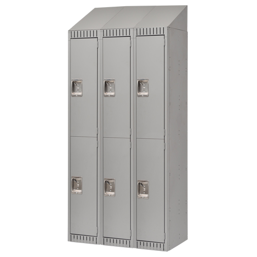 Assembled Lockers, Bank of 3, 36" x 18" x 72", Steel, Grey, Rivet (Assembled) - FN480