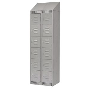Lockers, Bank of 2, 24" x 18" x 82", Steel, Grey, Knocked Down - FL389