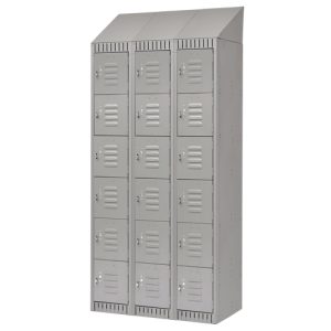 Lockers, Bank of 3, 36" x 18" x 82", Steel, Grey, Knocked Down - FL390