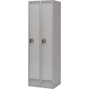 Lockers, Bank of 2, 24" x 18" x 76", Steel, Grey, Knocked Down - #FL393