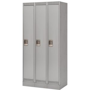 Lockers, Bank of 3, 36" x 18" x 76", Steel, Grey, Knocked Down - FL394