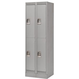Lockers, Bank of 2, 24" x 18" x 76", Steel, Grey, Knocked Down - FL397