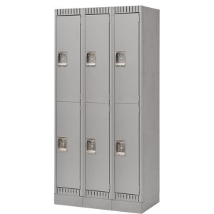 Lockers, Bank of 3, 36" x 18" x 76", Steel, Grey, Knocked Down - FL398