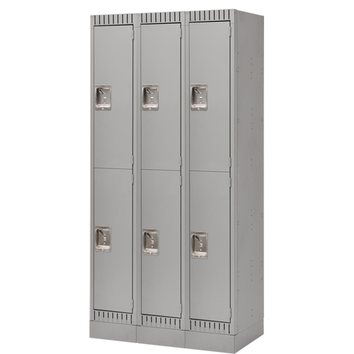 Lockers, Bank of 3, 36" x 18" x 76", Steel, Grey, Knocked Down - FL398