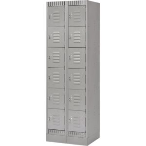 Lockers, Bank of 2, 24" x 18" x 76", Steel, Grey, Knocked Down - FL401