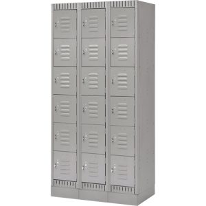 Lockers, Bank of 3, 36" x 18" x 76", Steel, Grey, Knocked Down - FL402