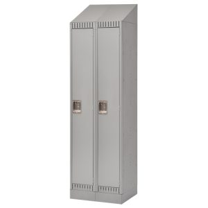 Lockers, Bank of 2, 24" x 18" x 86", Steel, Grey, Knocked Down - FL405