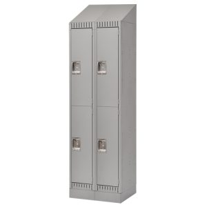 Lockers, Bank of 2, 24" x 18" x 86", Steel, Grey, Knocked Down - FL409