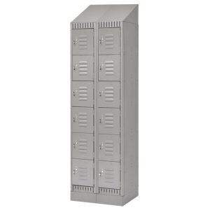 Lockers, Bank of 2, 24" x 18" x 86", Steel, Grey, Knocked Down - FL413