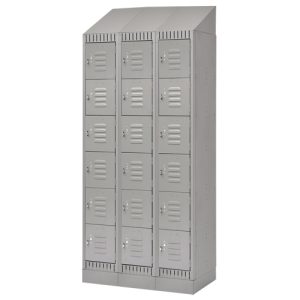 Lockers, Bank of 3, 36" x 18" x 86", Steel, Grey, Knocked Down - FL414