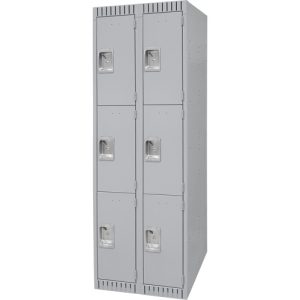 Lockers, Bank of 2, 24" x 18" x 72", Steel, Grey, Knocked Down - FN473