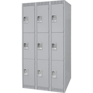 Lockers, Bank of 3, 36" x 18" x 72", Steel, Grey, Knocked Down - FN474