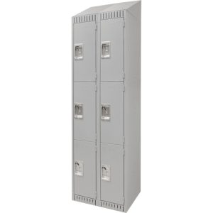 Lockers, Bank of 2, 24" x 18" x 82", Steel, Grey, Knocked Down - FN665