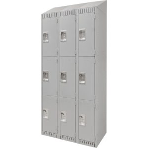 Lockers, Bank of 3, 36" x 18" x 82", Steel, Grey, Knocked Down - FN666