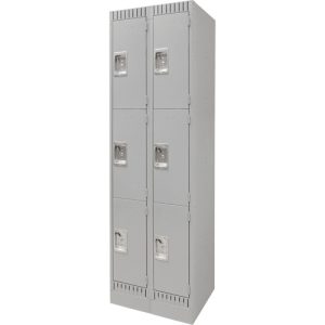 Lockers, Bank of 2, 24" x 18" x 76", Steel, Grey, Knocked Down - FN668