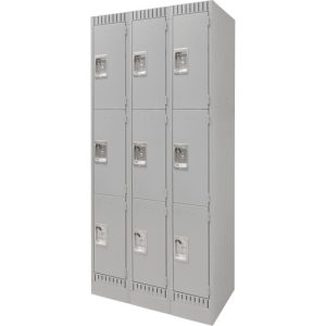 Lockers, Bank of 3, 36" x 18" x 76", Steel, Grey, Knocked Down - FN669