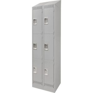Lockers, Bank of 2, 24" x 18" x 86", Steel, Grey, Knocked Down - FN671
