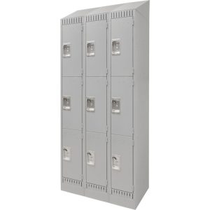 Lockers, Bank of 3, 36" x 18" x 86", Steel, Grey, Knocked Down - FN672