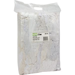 Recycled Material Wiping Rags, Cotton, White, 10 lbs. - JQ110
