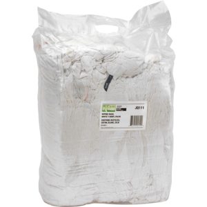 Recycled Material Wiping Rags, Cotton, White, 25 lbs. - JQ111