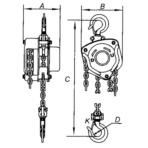 Chain Hoist, 10' Lift, 1000 lbs. Capacity, Alloy Steel Chain - LS534 - Image 2