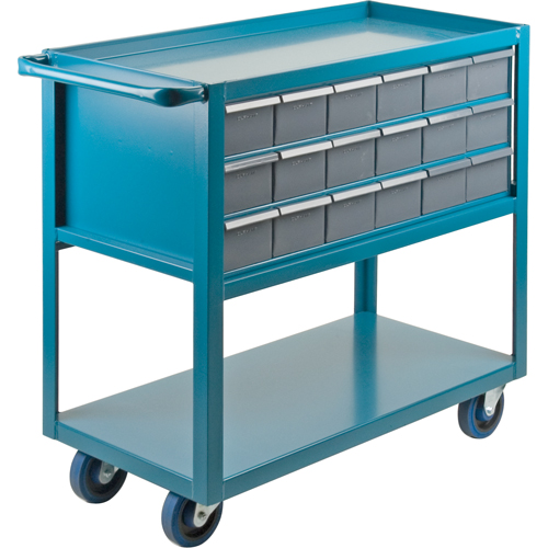 Drawer Shelf Cart, 1200 lbs. Capacity,Steel, 18" x W, 35" x H, 36" D, RubberWheels, All-Welded, 18 Drawers - MA245