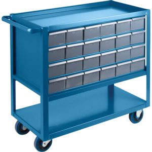 Drawer Shelf Cart, 1200 lbs. Capacity,Steel, 18" x W, 35" x H,  36" D, RubberWheels, All-Welded, 24 Drawers - MA246