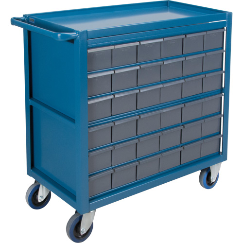 Drawer Shelf Cart, 1200 lbs. Capacity,Steel, 18" x W, 35" x H, 36" D, RubberWheels, All-Welded, 36 Drawers - MA247