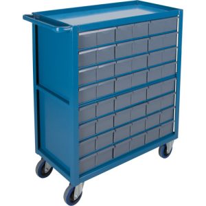 Drawer Shelf Cart, 1200 lbs. Capacity,Steel, 18" x W, 35" x H,  36" D, RubberWheels, All-Welded, 48 Drawers - MA248