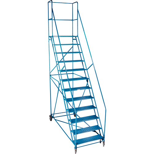 Rolling Step Ladder with Locking Step and Spring-Loaded Front Casters, 12 Steps, 30" Step Width, 109" Platform Height, Steel - MA624