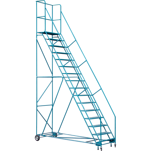Rolling Step Ladder with Locking Step and Spring-Loaded Front Casters, 16 Steps, 30" Step Width, 144" Platform Height, Steel - MA626