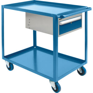 Heavy Duty Shelf Cart with Drawer, 1200 lbs. Capacity,Steel, 24" x W, 36" x H,  48" D, RubberWheels, Knocked Down, 1 Drawers - ML082